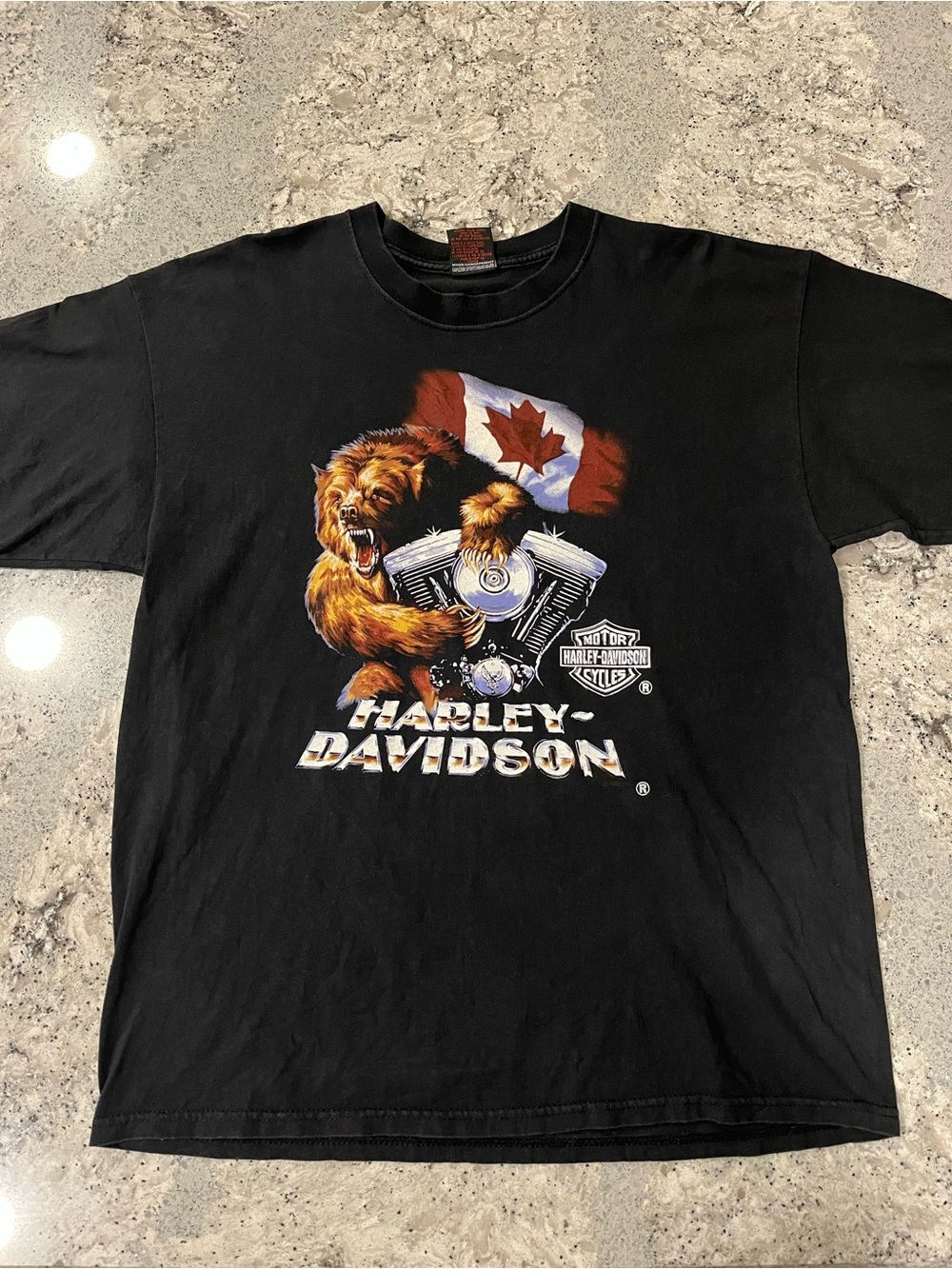 Vintage 1999 Harley Davidson Canadian Flag Bear Tee